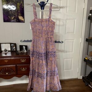 Cleobella Purple and Orange Midi Dress